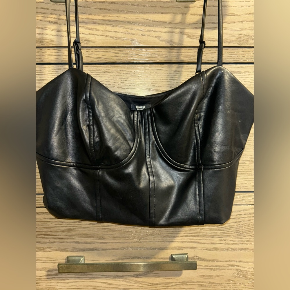 Leather Black Crop Top